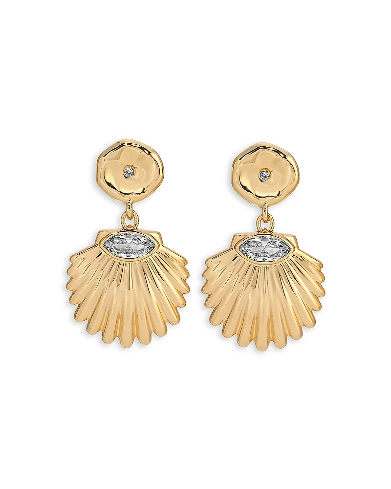 Ettika Santorini Cubic Zirconia Shell Drop Earrings