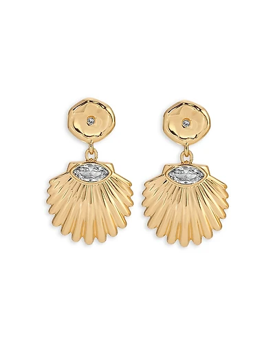 Ettika Santorini Cubic Zirconia Shell Drop Earrings