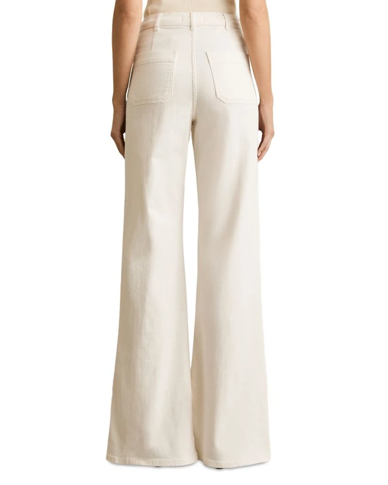 Sakura Flare Patch Pocket Jeans Ecru