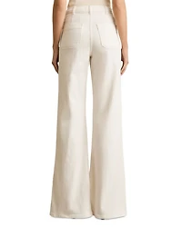 Sakura Flare Patch Pocket Jeans Ecru