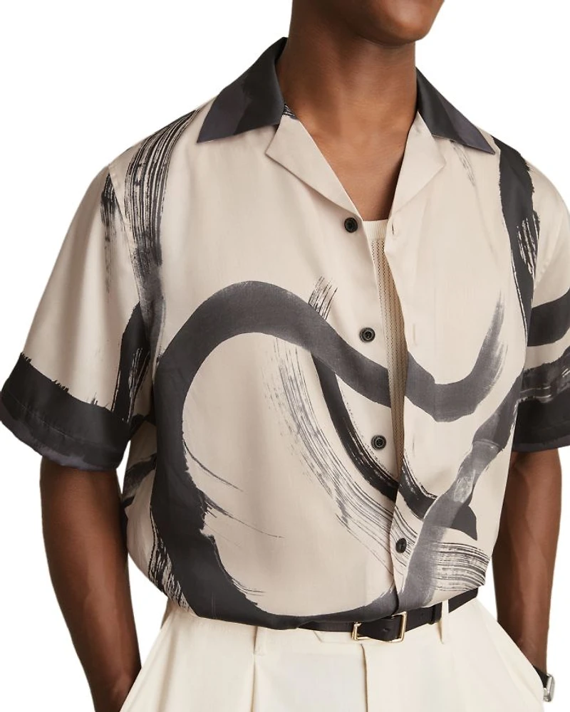 Oversized Printed Camp Shirt