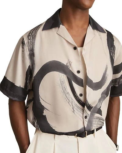 Oversized Printed Camp Shirt