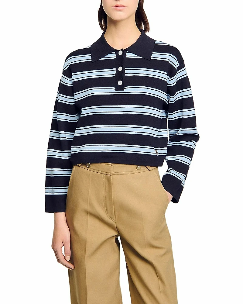 Sandro Striped Polo Sweater