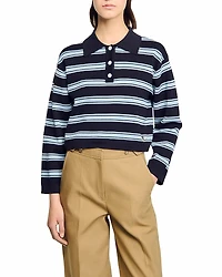 Sandro Striped Polo Sweater