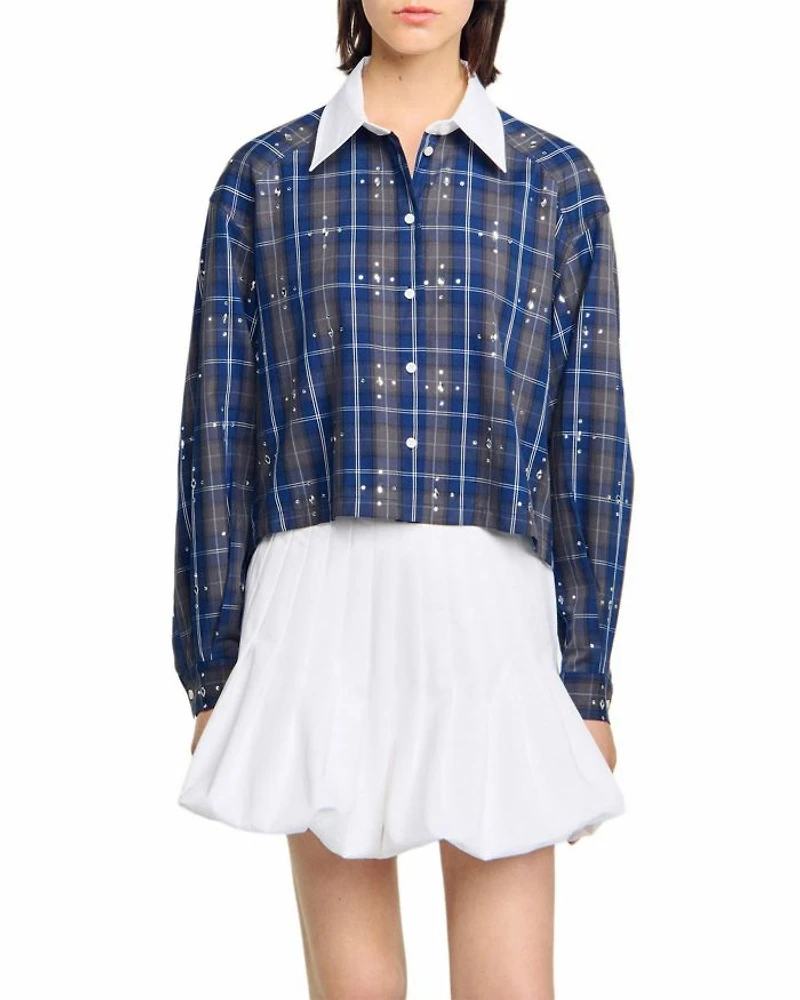 Rhinestone Button Front Shirt