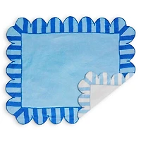 Jardin Embroidered Linen Scalloped Stripe Double-Sided Placemats, Set of 4