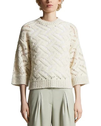 Textured Three Quarter Sleeve Sweater