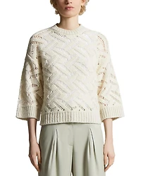 Textured Three Quarter Sleeve Sweater