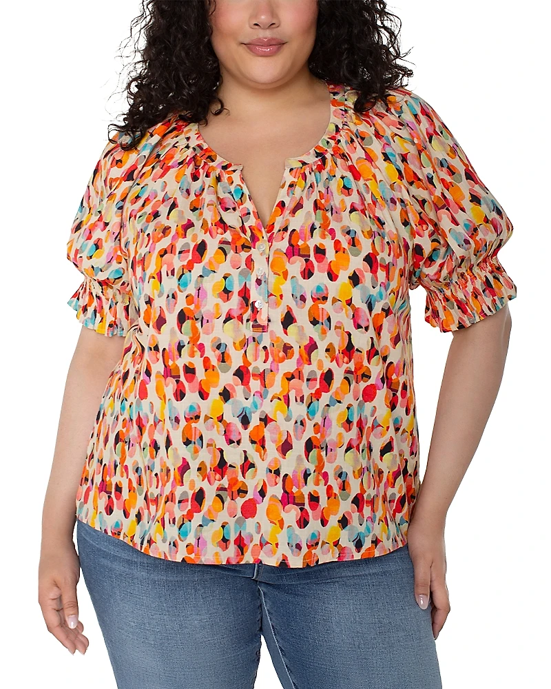 Liverpool Los Angeles Plus Short Sleeve Woven Top