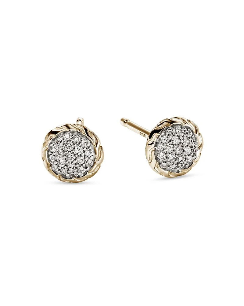 JH Essentials 14K Yellow Gold Diamond Pavé Stud Earrings