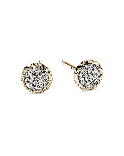John Hardy Jh Essentials 14K Yellow Gold Diamond Pave Stud Earrings