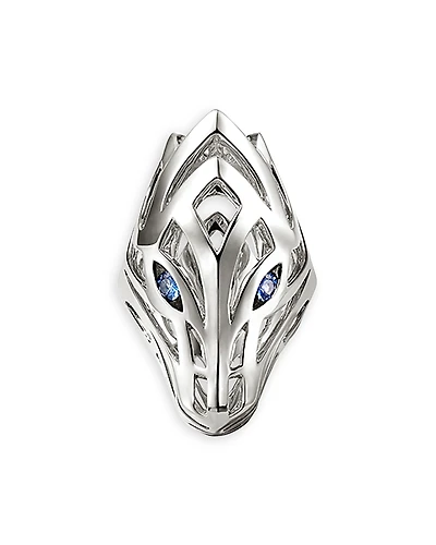 John Hardy Sterling Silver Blue Sapphire Sapphire Naga Saddle Ring