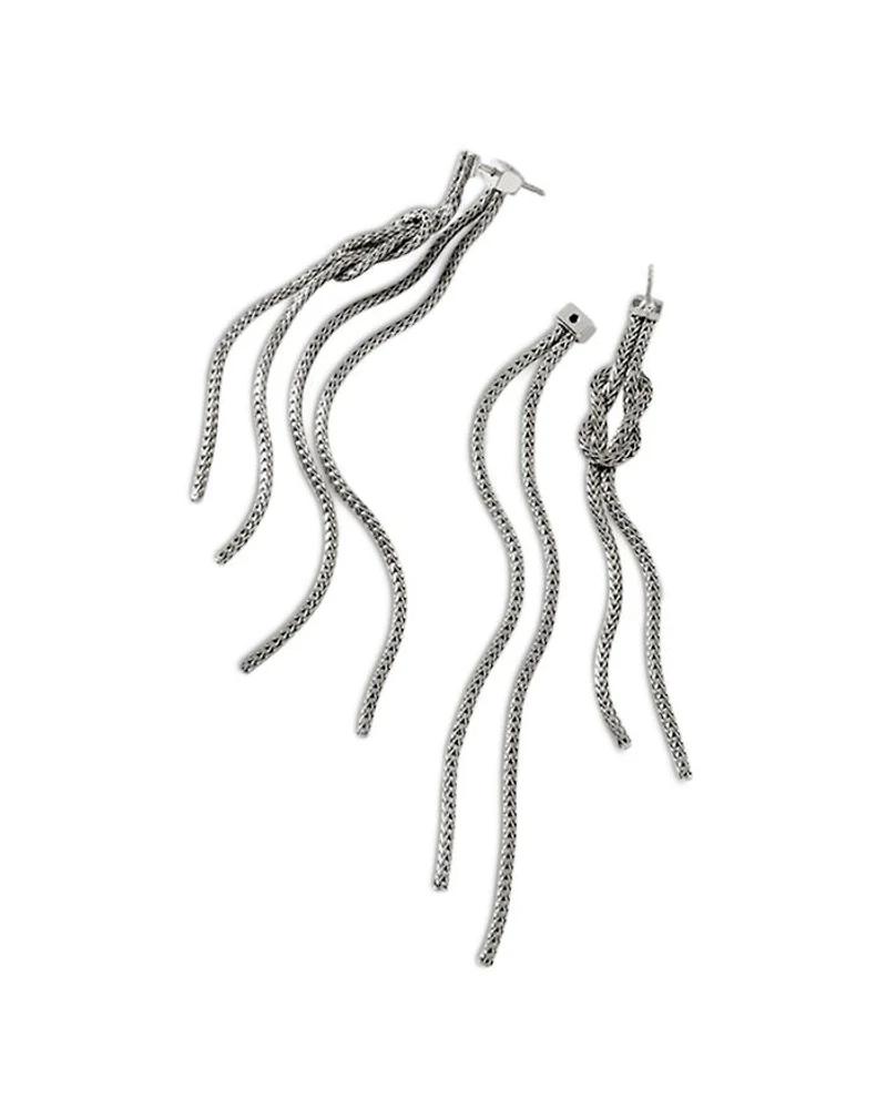Sterling Silver Love Knot Chain Drop Earrings