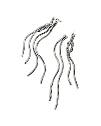 Sterling Silver Love Knot Chain Drop Earrings