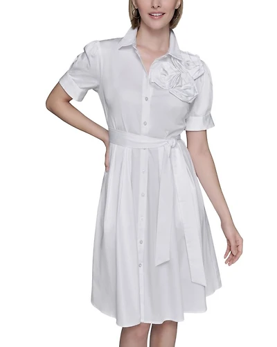 Flower Corsage Shirtdress