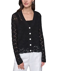 Fan Detail Button Up Sweater
