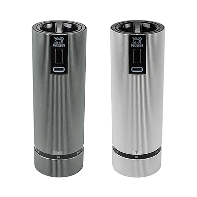 Peugeot Line Electric Duo, u'Select, Carbon Pepper Mill and Aluminum Zirlion Salt Mill, 6
