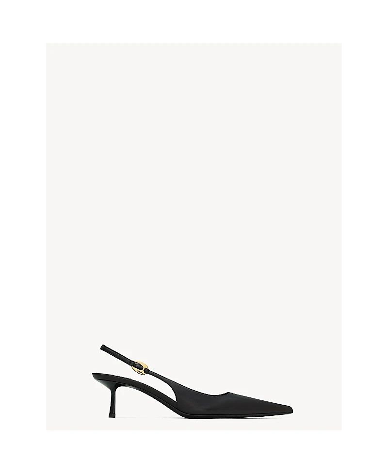 Saint Laurent Women's Vendome Flared Stiletto Mid Heel Slingback Pumps