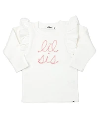 oh baby! Girls' lil sis Pink Sparkle Embroidered Millie Tee - Baby