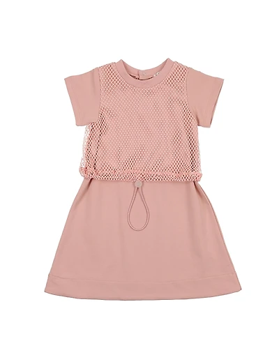 Maniere Girls' Mesh Sport Short Sleeve Dress - Little Kid