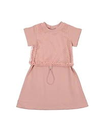 Maniere Girls' Mesh Sport Short Sleeve Dress - Little Kid