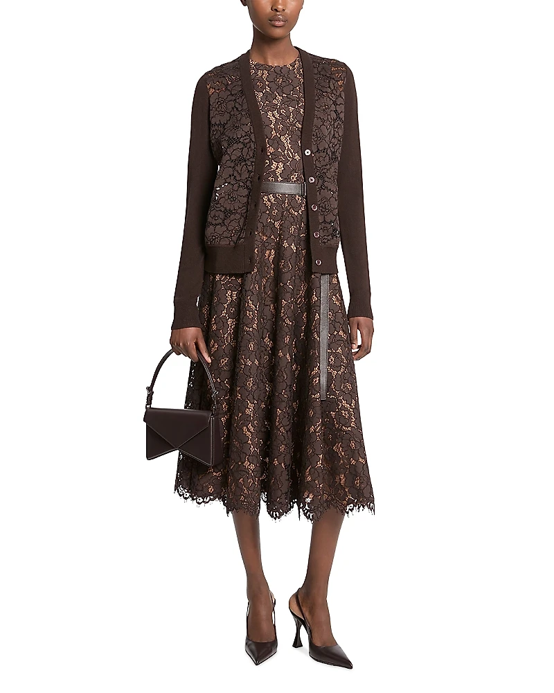 Michael Kors Collection Lace Front Cardigan