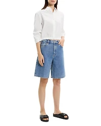 High Waisted Relaxed Long Shorts Cotton-Blend