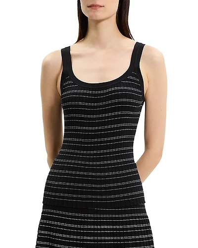 Theory Ribbed Contrast Stripe Tank