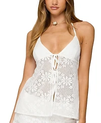 Edikted Arlie Floral Texured Sheer Halter Top