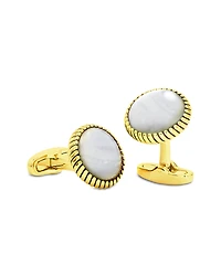 Link Up Round Mother of Pearl Rope Border Cufflinks