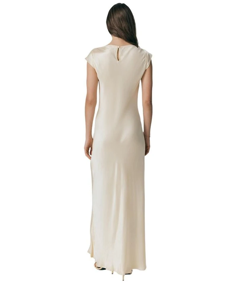 Averie Boat Neck Satin Maxi Dress