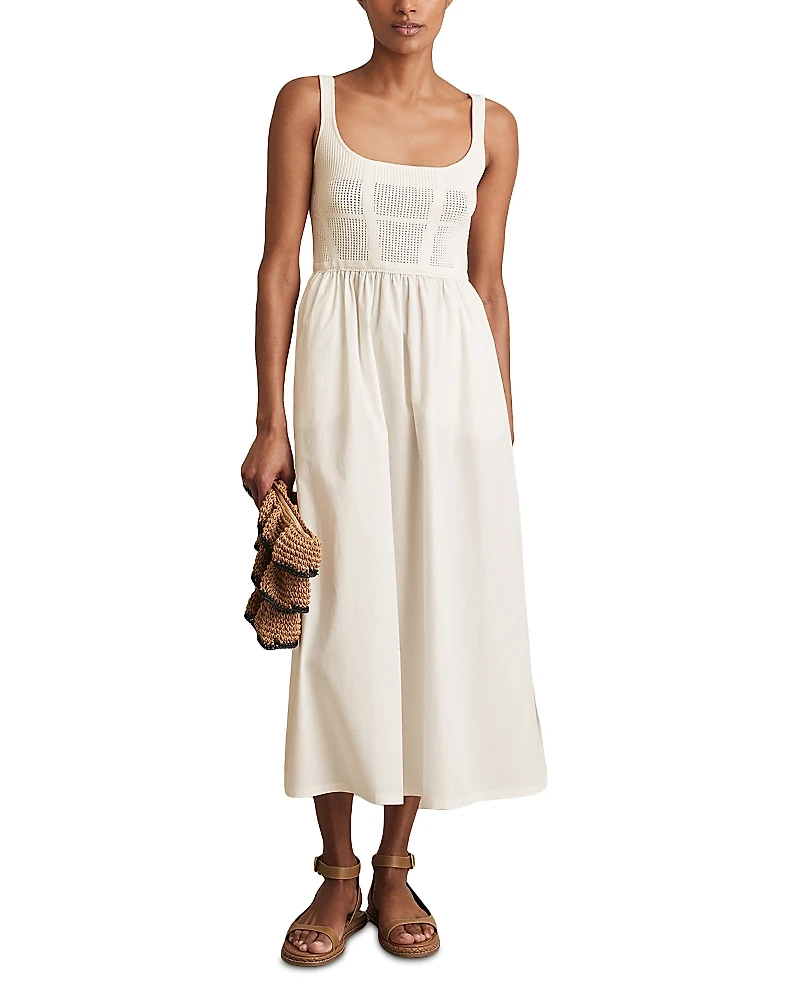 Reiss Kori Knit Cotton Mix Midi Dress