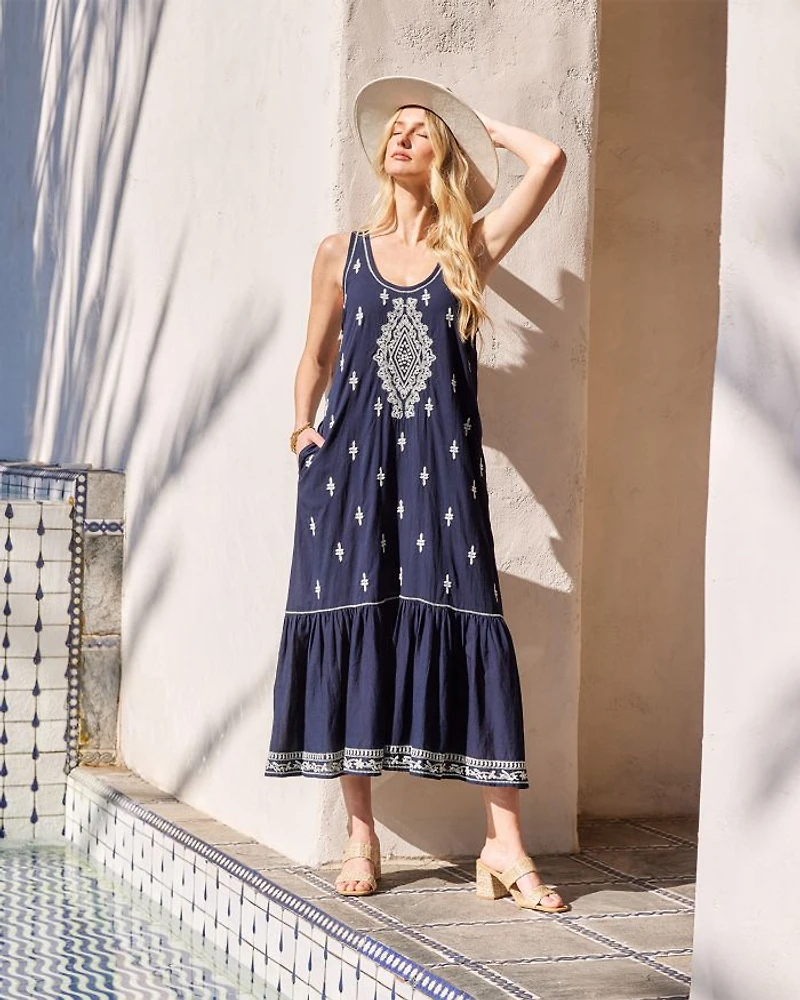 Embroidered Midi Dress