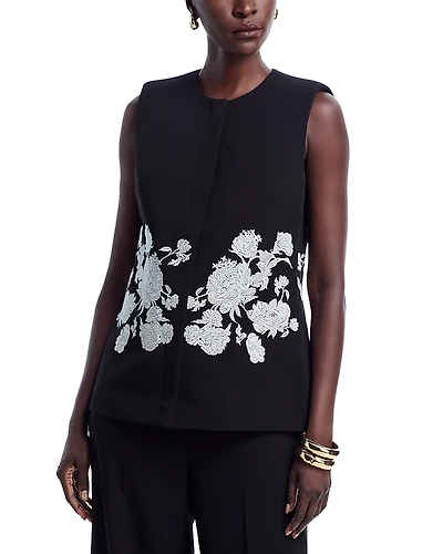 Elie Tahari Isla Embroidered Sleeveless Jacket