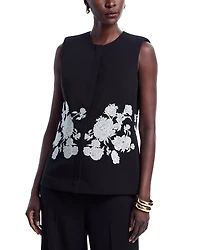 Elie Tahari Isla Embroidered Sleeveless Jacket
