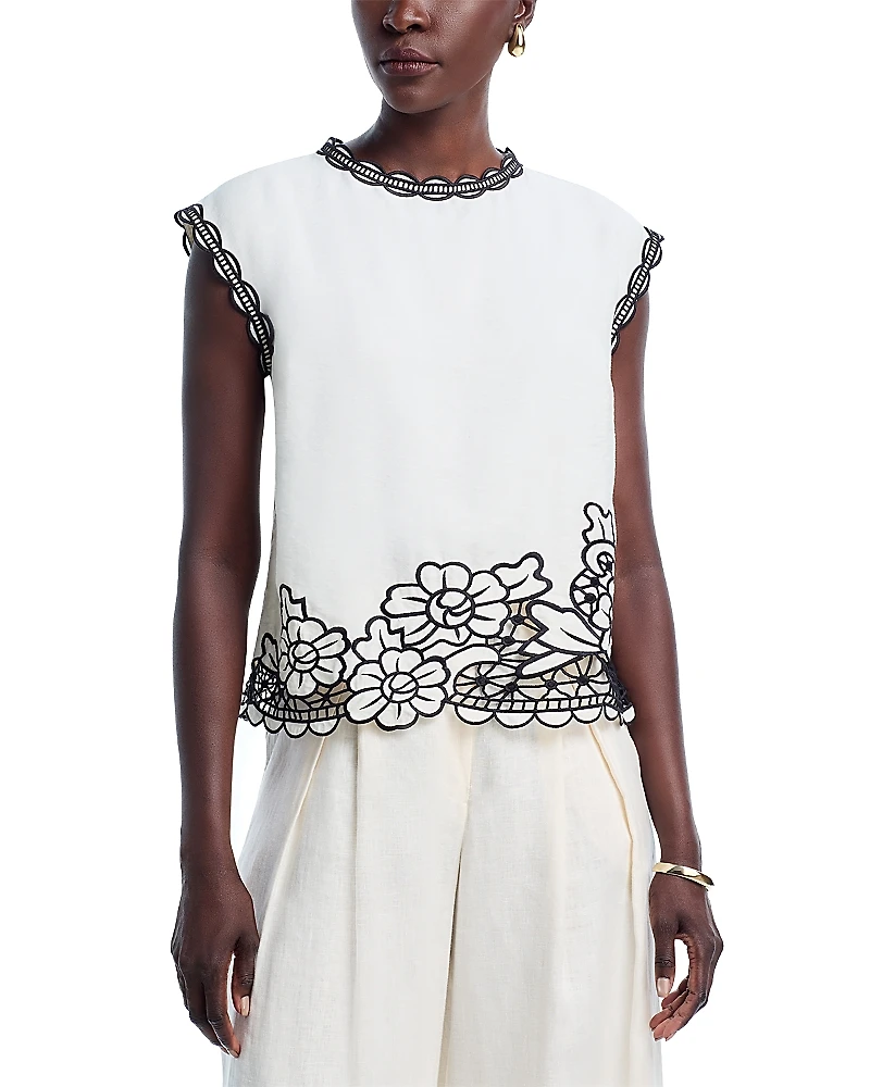 Elie Tahari The Poppy Embroidered Top