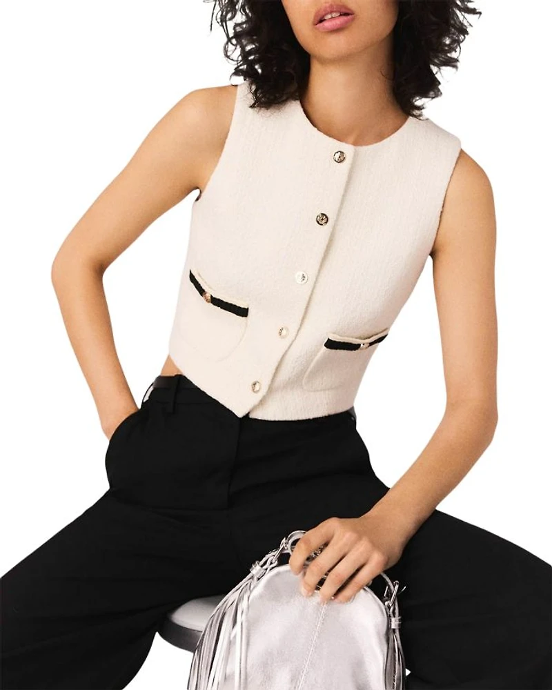Sleeveless Tweed Top