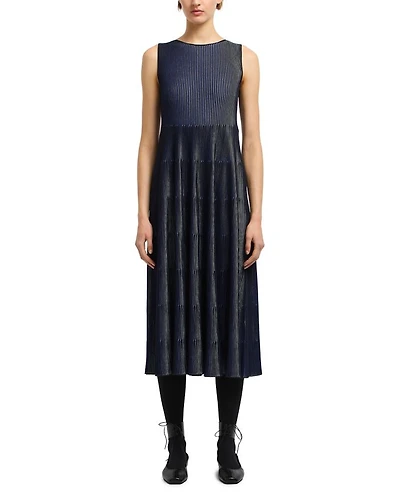 Bicolor Ribbed Striped Midi Dress