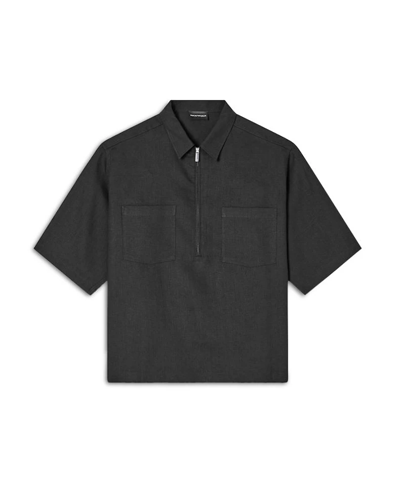 Regular Fit Zip Linen Polo Shirt