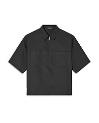 Regular Fit Zip Linen Polo Shirt