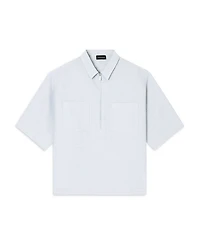 Regular Fit Short Sleeve Zip Linen Shirt
