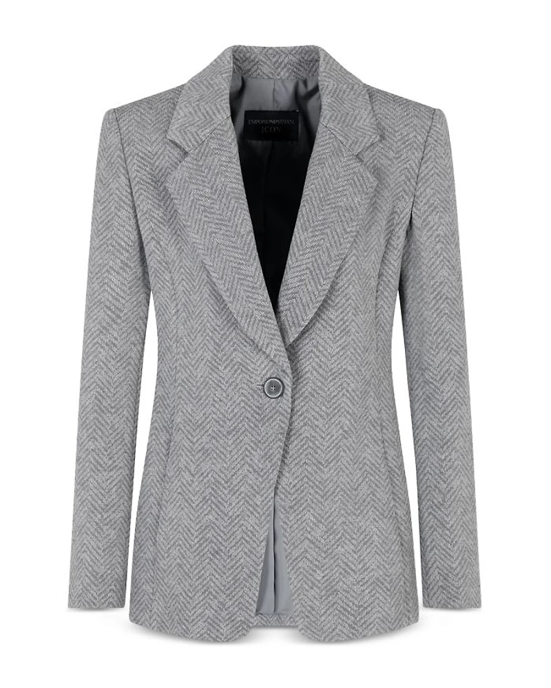 Viscose and Wool Blend Chevron Blazer