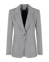 Viscose and Wool Blend Chevron Blazer