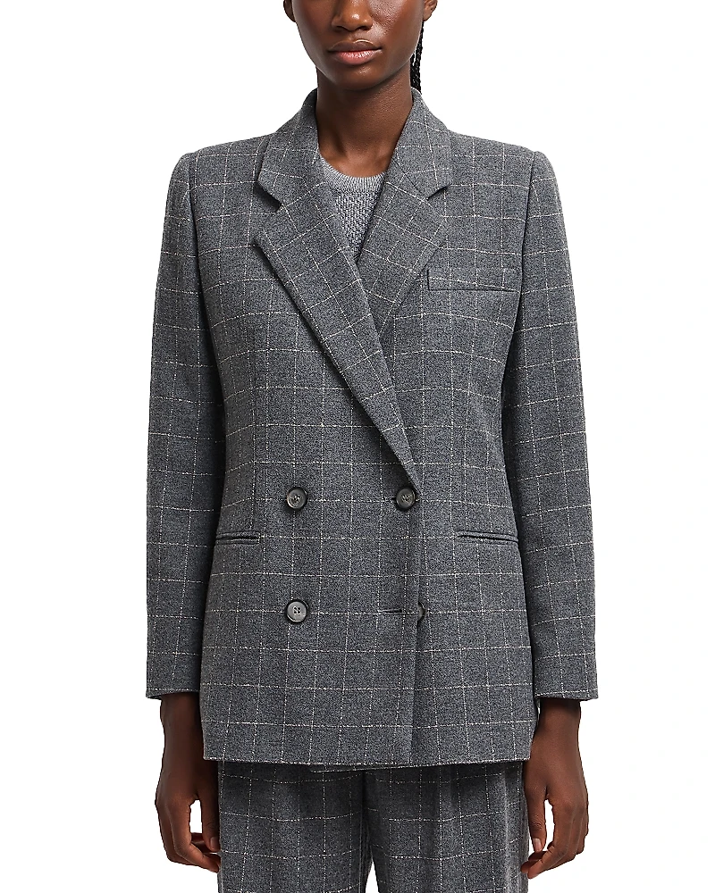 Emporio Armani Icon Checkered Flannel Wool Blend Blazer