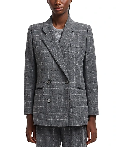 Emporio Armani Icon Checkered Flannel Wool Blend Blazer