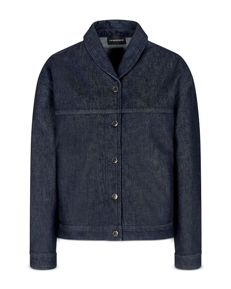 Dark Denim Jacket with Rolled Collar