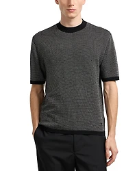 Emporio Armani Regular Fit Geometric Jacquard Short Sleeve Sweater