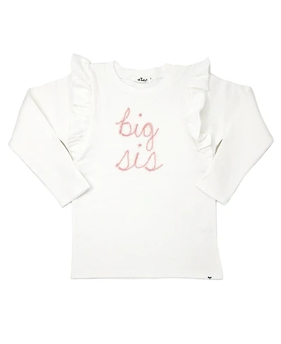 oh baby! Girls' Millie big sis Pink Sparkle Embroidered Tee