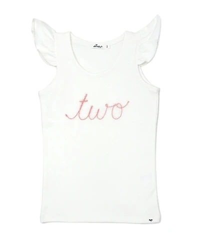 oh baby! Girls' Flutter Sleeve two Pink Sparkle Embroidered Tank - Little Kid