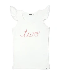 oh baby! Girls' Flutter Sleeve two Pink Sparkle Embroidered Tank - Little Kid